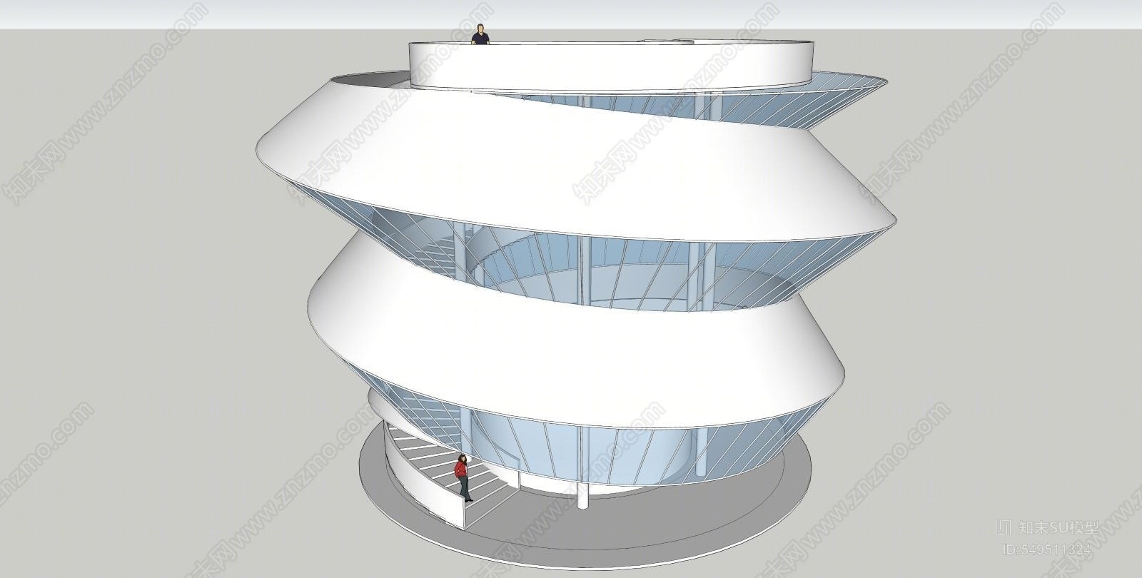 现代螺旋景观塔SU模型下载【ID:549511324】