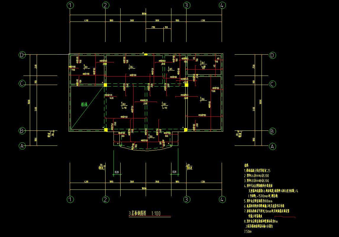 四层楼层别墅设计cad施工图下载【ID:149872102】