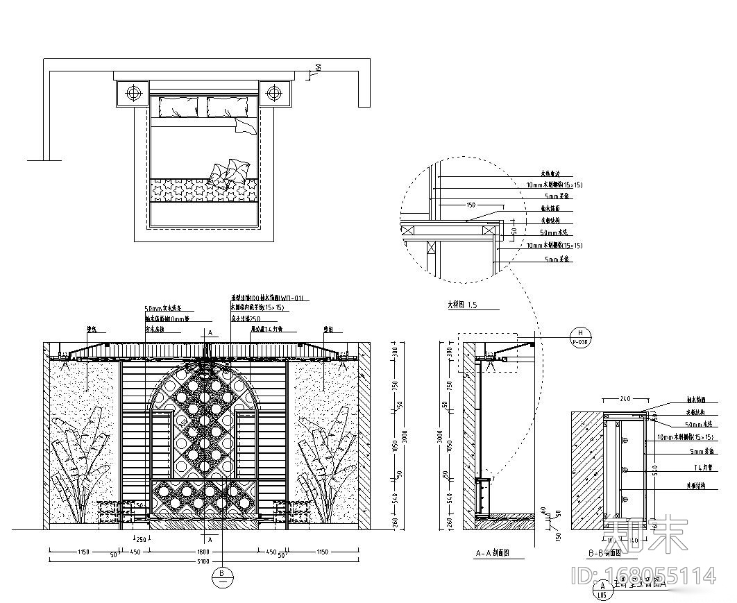 东南亚风格居住区室内施工图设计（CAD+效果图）施工图下载【ID:168055114】