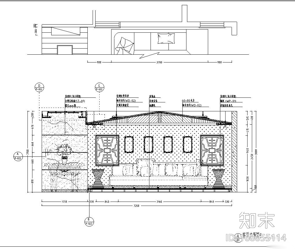 东南亚风格居住区室内施工图设计（CAD+效果图）施工图下载【ID:168055114】