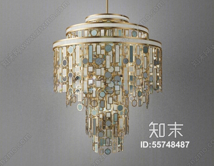 简欧金属吊灯下载3D模型下载【ID:55748487】