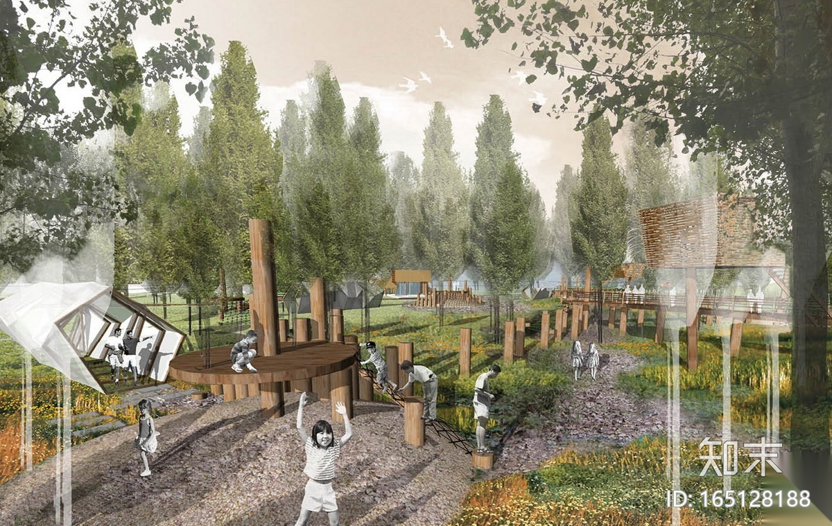 [山东]本土特色湿地公园田园区景观深化方案cad施工图下载【ID:165128188】