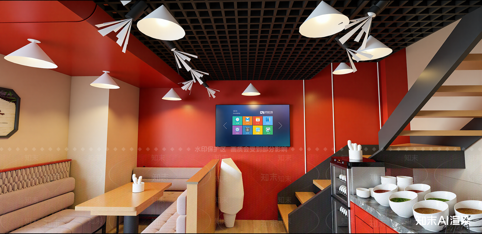 现代快餐店SU模型下载【ID:1216003404】