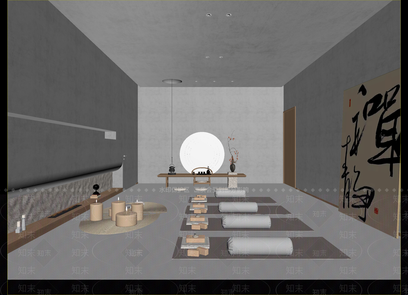 现代瑜伽室3D模型下载【ID:1215111714】