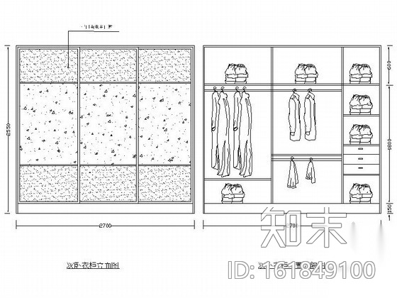 衣柜平立面cad图块施工图下载【ID:161849100】