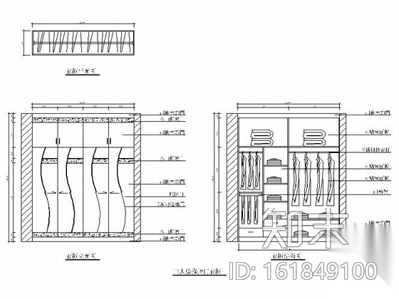 衣柜平立面cad图块施工图下载【ID:161849100】