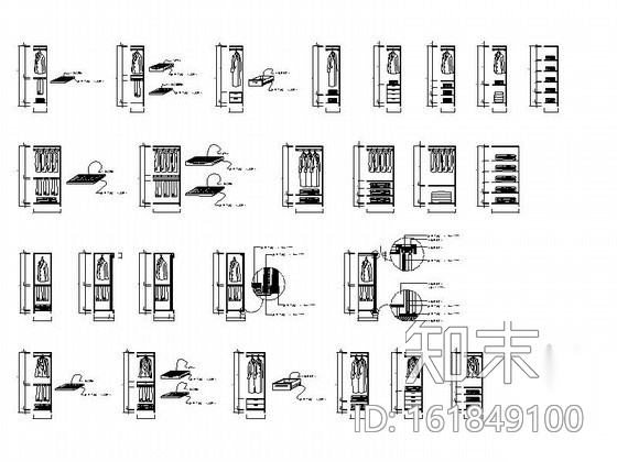衣柜平立面cad图块施工图下载【ID:161849100】
