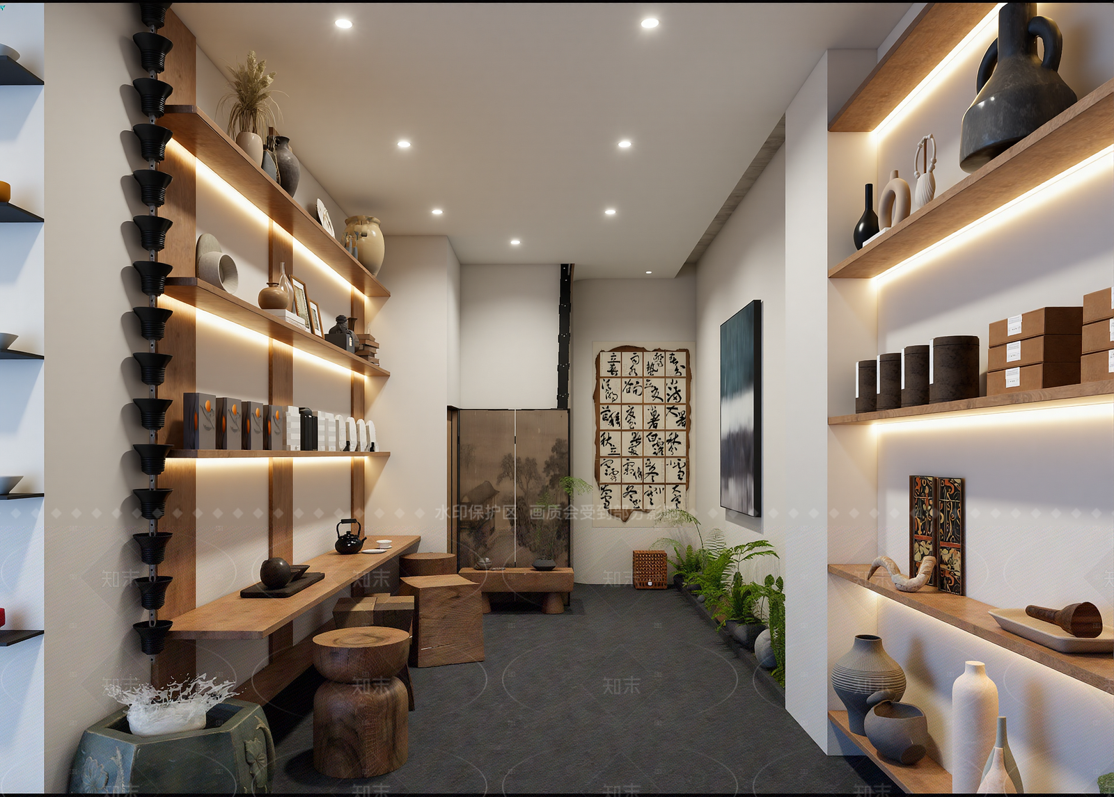 现代茶展厅3D模型下载【ID:1214929283】