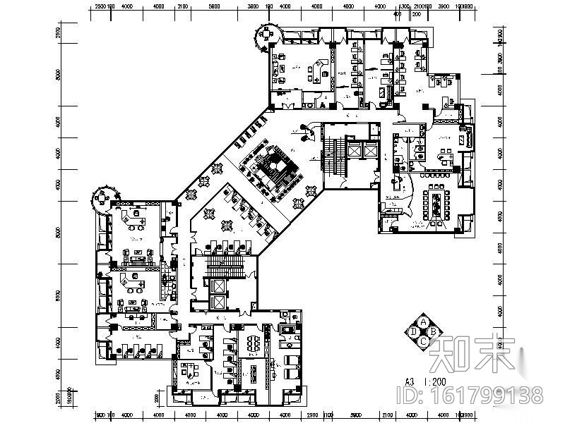 某房地产公司办公空间装修图cad施工图下载【ID:161799138】