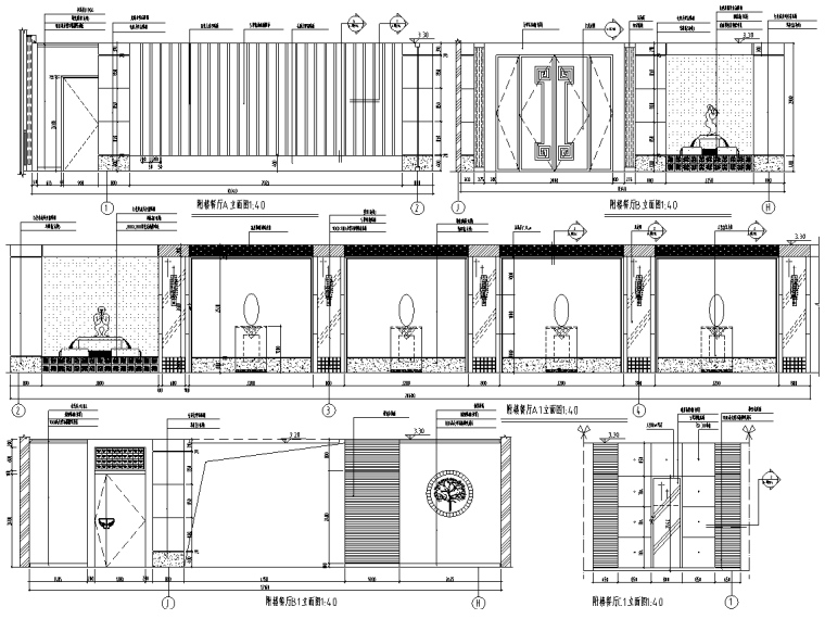 [浙江]某五星级大酒店三层餐厅装修施工图cad施工图下载【ID:161762131】