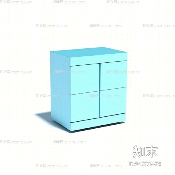 现代蓝色长方形木艺收纳柜3D模型下载【ID:91000478】