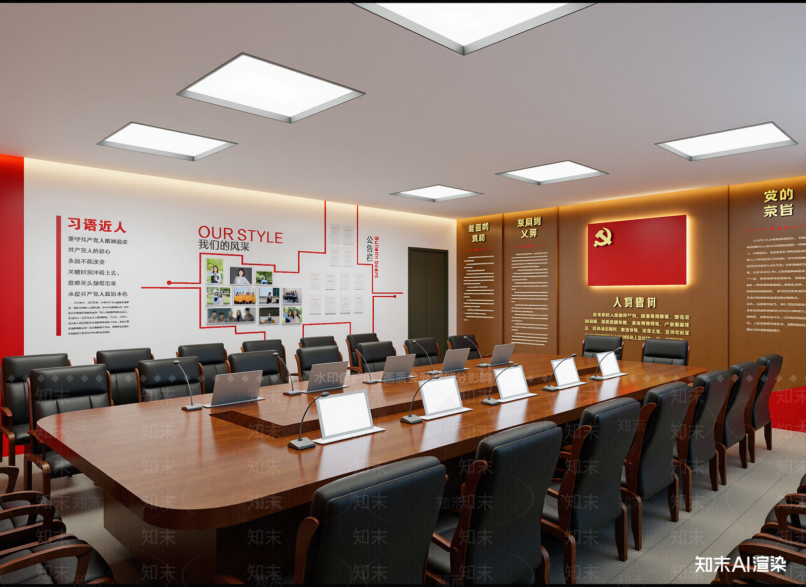 现代党建室3D模型下载【ID:1213995581】