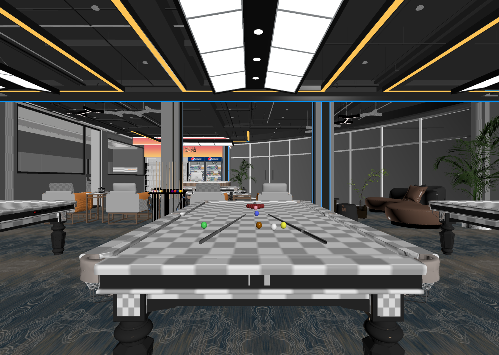 现代台球室3D模型下载【ID:1214335350】