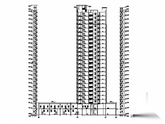 [湖北]高层塔楼式框架剪力墙结构住宅建筑施工图cad施工图下载【ID:168089191】