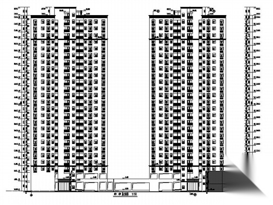 [湖北]高层塔楼式框架剪力墙结构住宅建筑施工图cad施工图下载【ID:168089191】