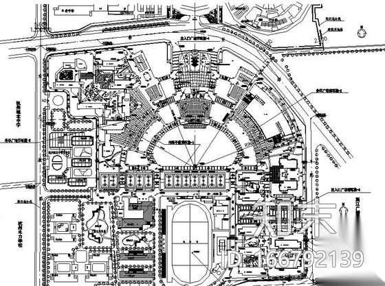 浙江某大学城市学院景观设计图cad施工图下载【ID:166792139】