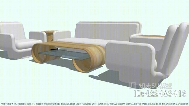 白色沙发和椅子罗马首都咖啡桌SU模型下载【ID:422483416】