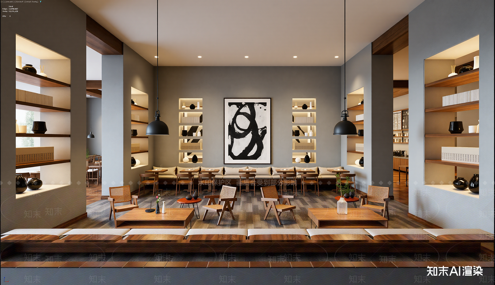 侘寂酒店餐厅3D模型下载【ID:1221509291】