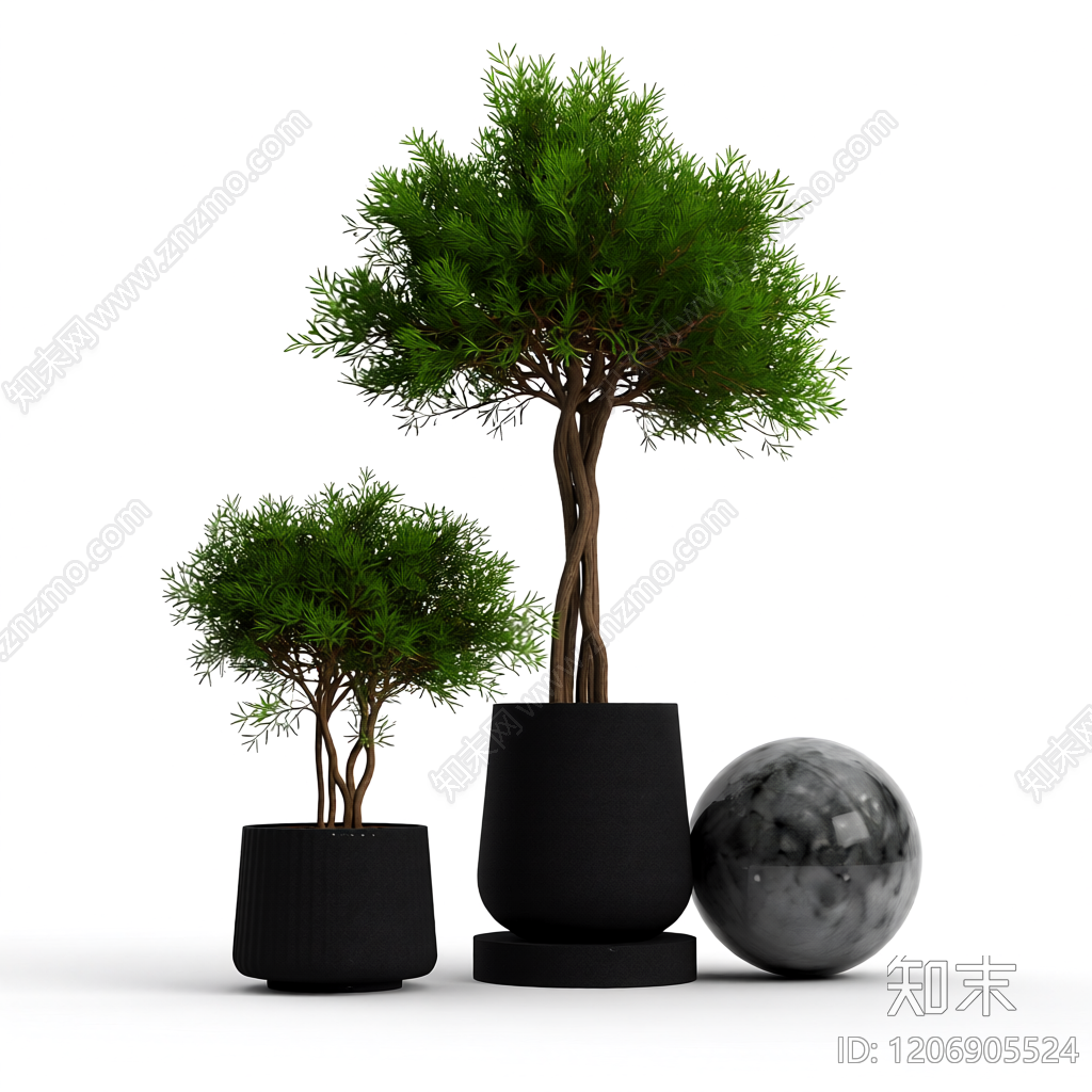 盆栽植物组合3D模型下载【ID:1206905524】