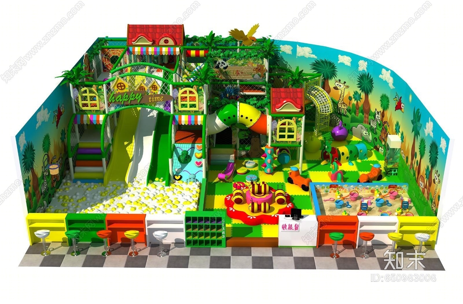 现代室内儿童游乐园3D模型下载【ID:650983008】