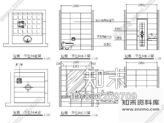 图块/节点餐厅包间卫生间立面图cad施工图下载【ID:832209709】