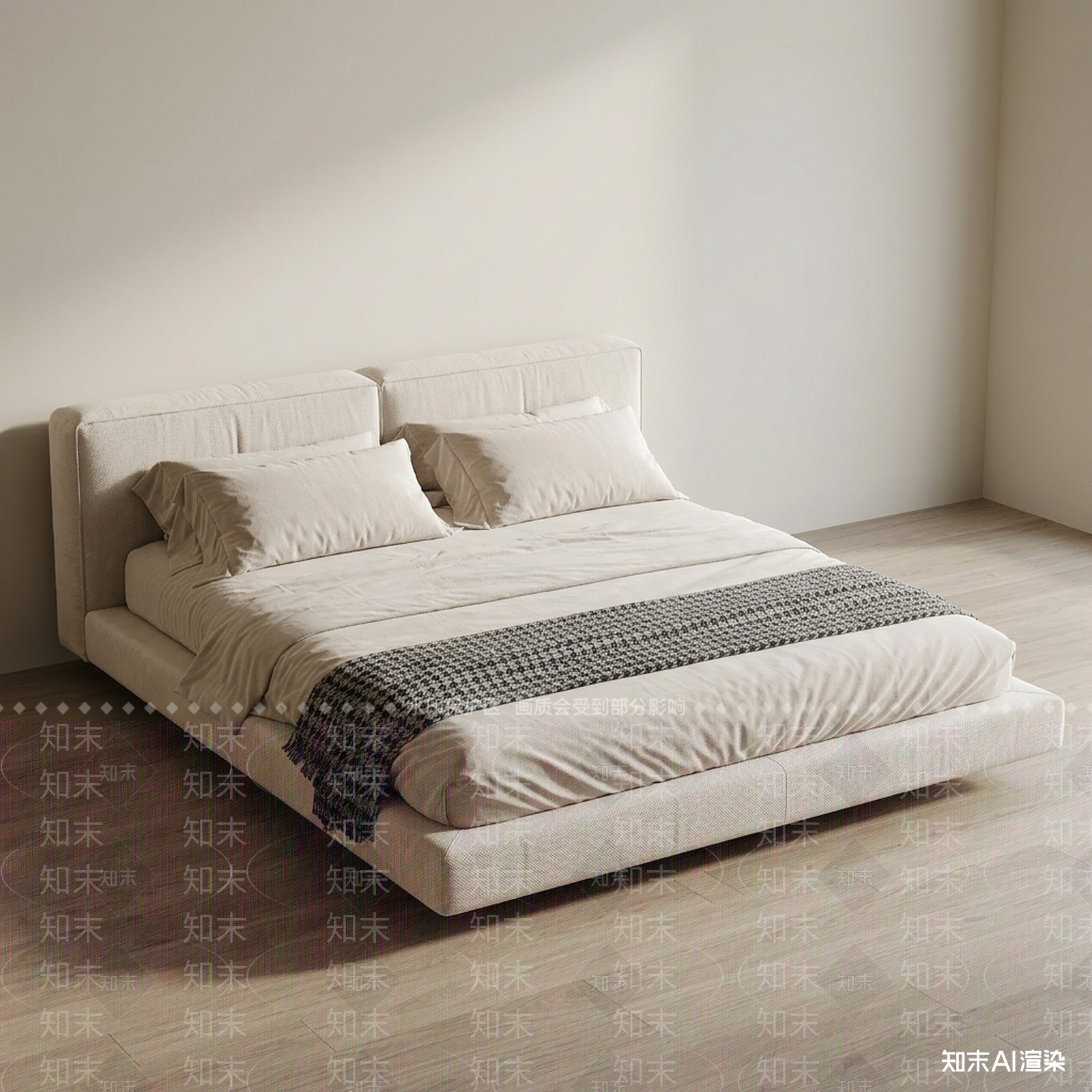 米色软包双人床双人床3D模型下载【ID:1227304586】