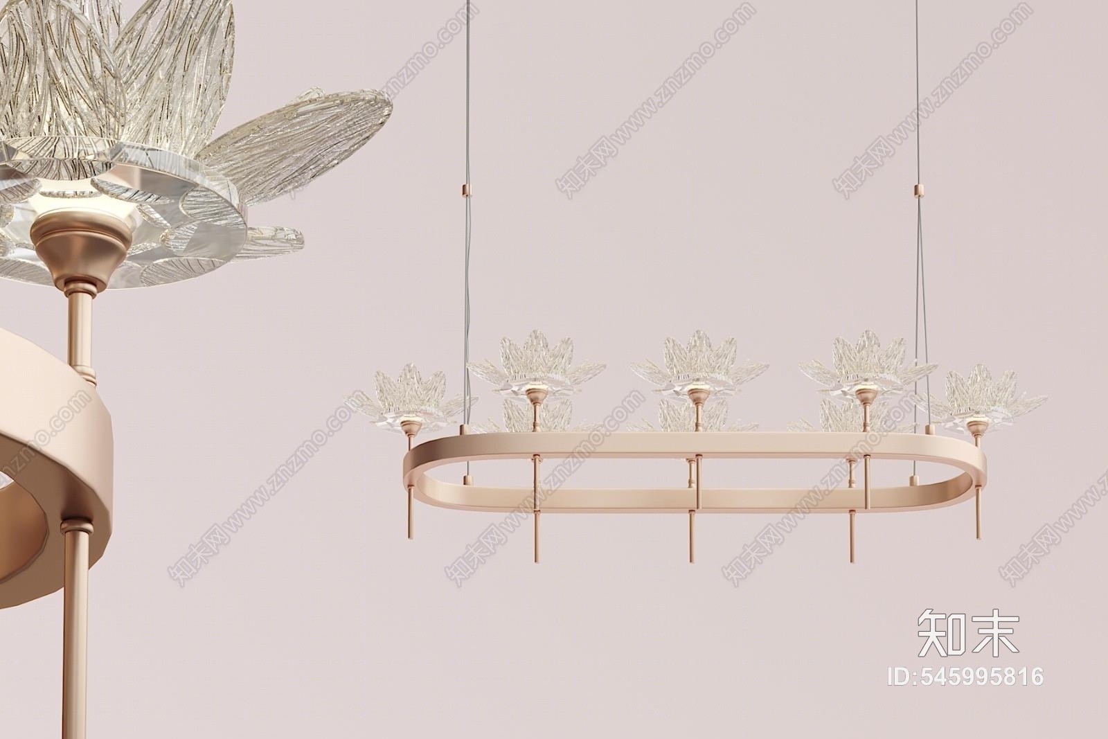 现代莲花造型吊灯3D模型下载【ID:545995816】
