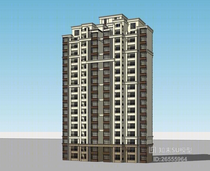 新古典风格住宅SU模型下载【ID:26555964】