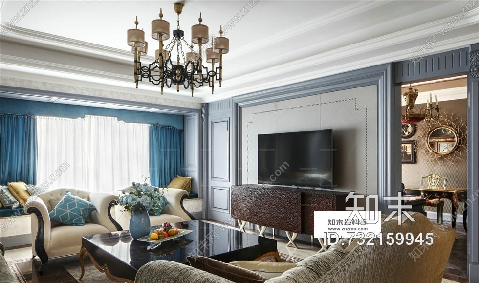 200平方超大户型浪漫欧式室内装修施工图含实景施工图下载【ID:732159945】