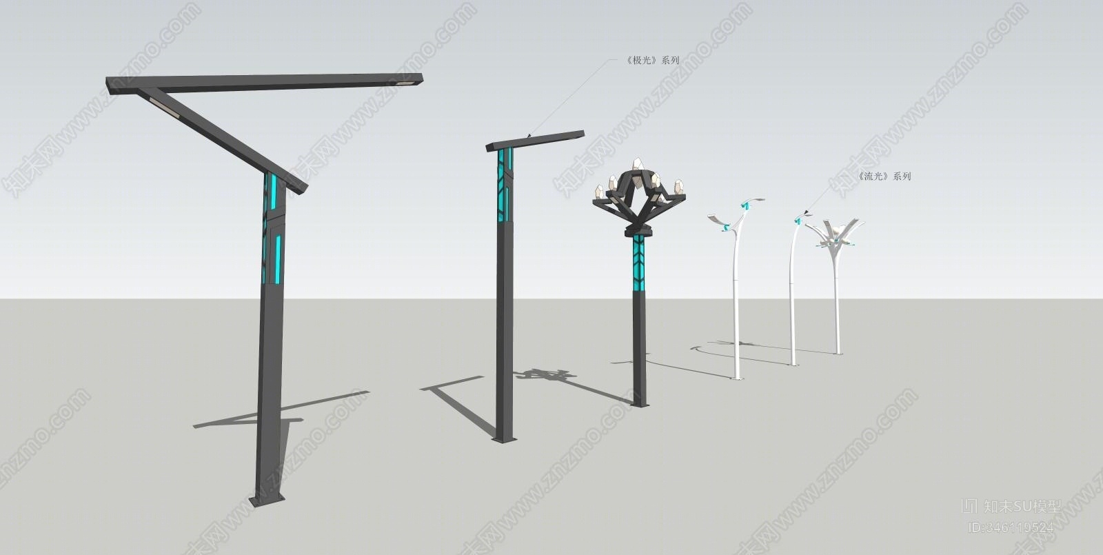 现代景观路灯SU模型下载【ID:346119524】