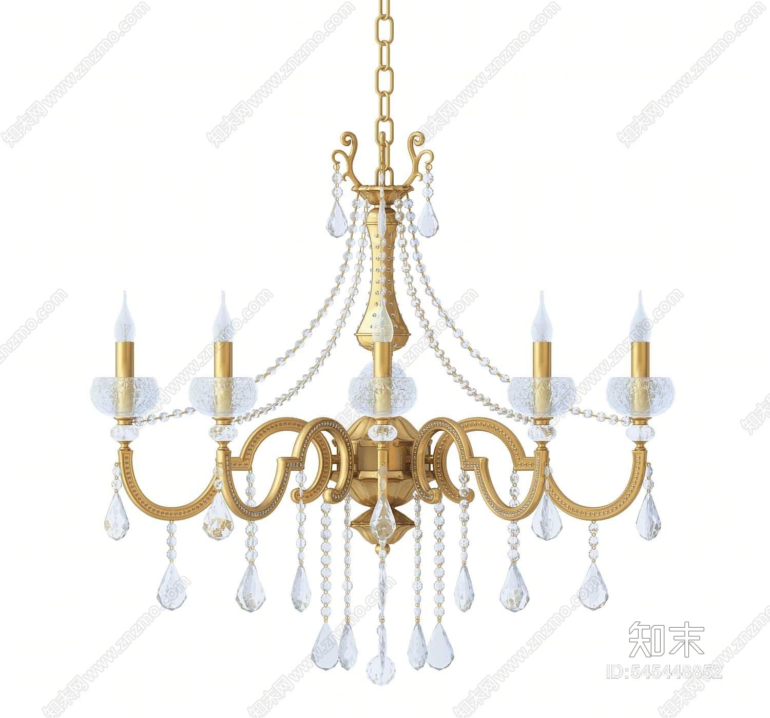 美式蜡烛吊灯3D模型下载【ID:545448852】