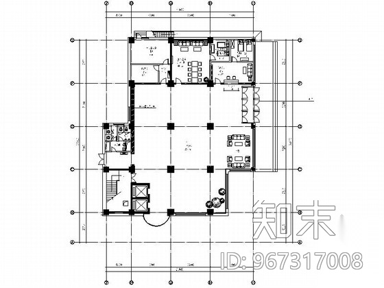 [原创]现代石化大厦办公楼室内装修CAD施工图（含效果...施工图下载【ID:967317008】