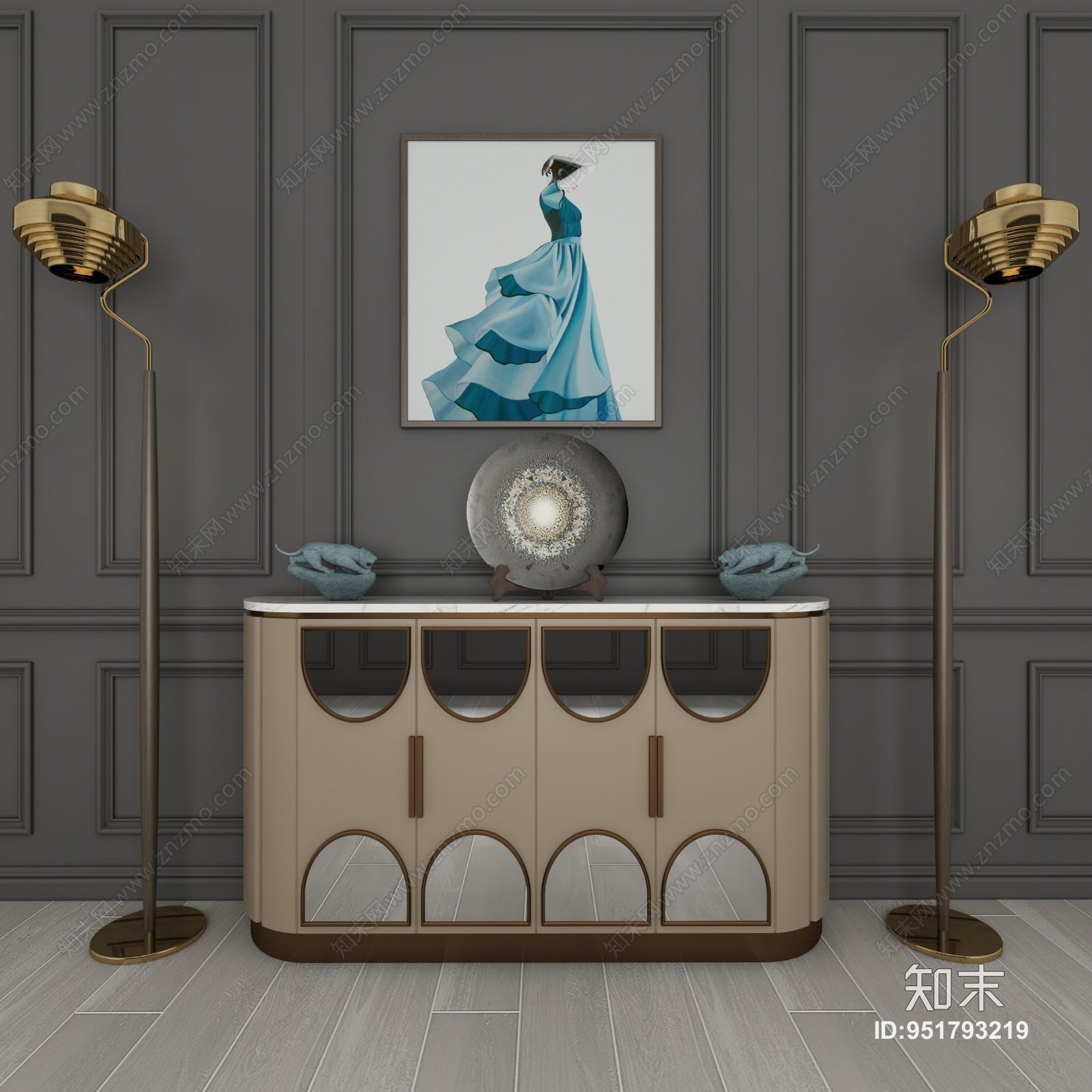 现代边柜模型3D模型下载【ID:951793219】