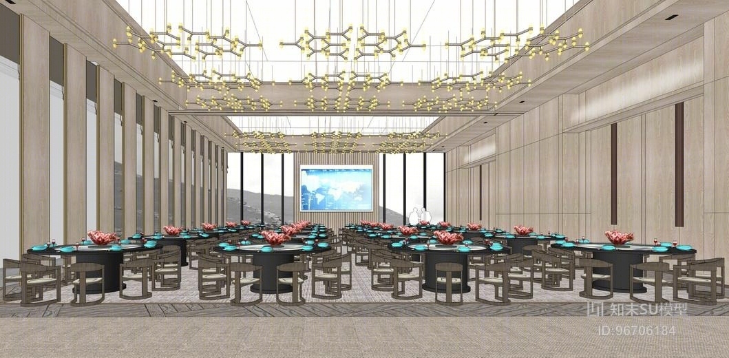 现代酒店餐厅SU模型下载【ID:96706184】