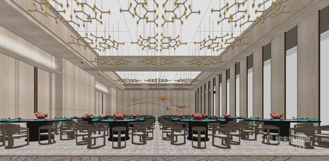 现代酒店餐厅SU模型下载【ID:96706184】