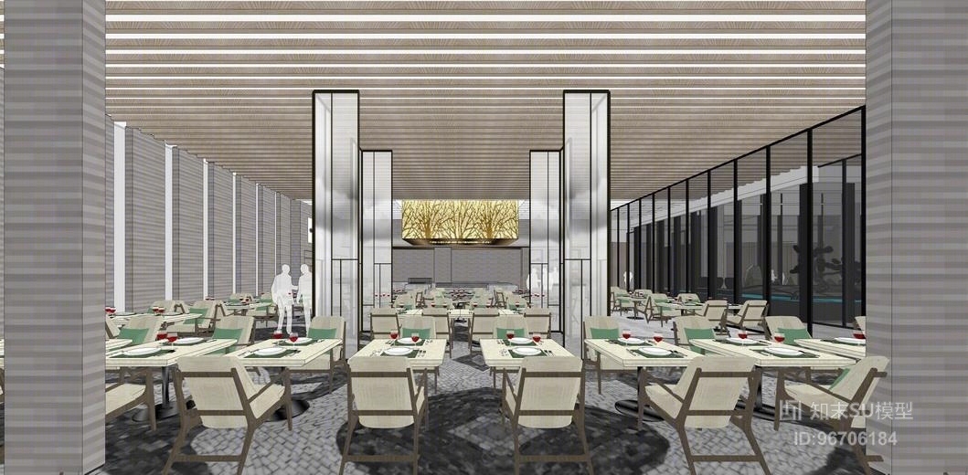 现代酒店餐厅SU模型下载【ID:96706184】