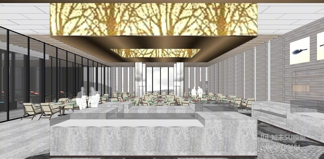 现代酒店餐厅SU模型下载【ID:96706184】