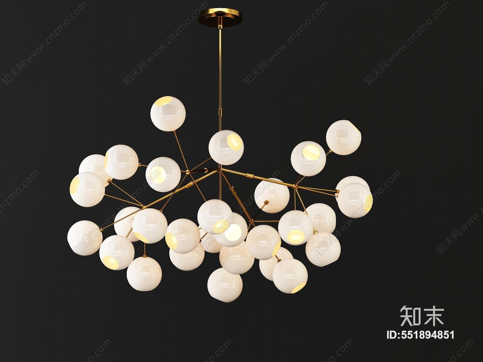北欧客厅多头吊灯3D模型下载【ID:551894851】