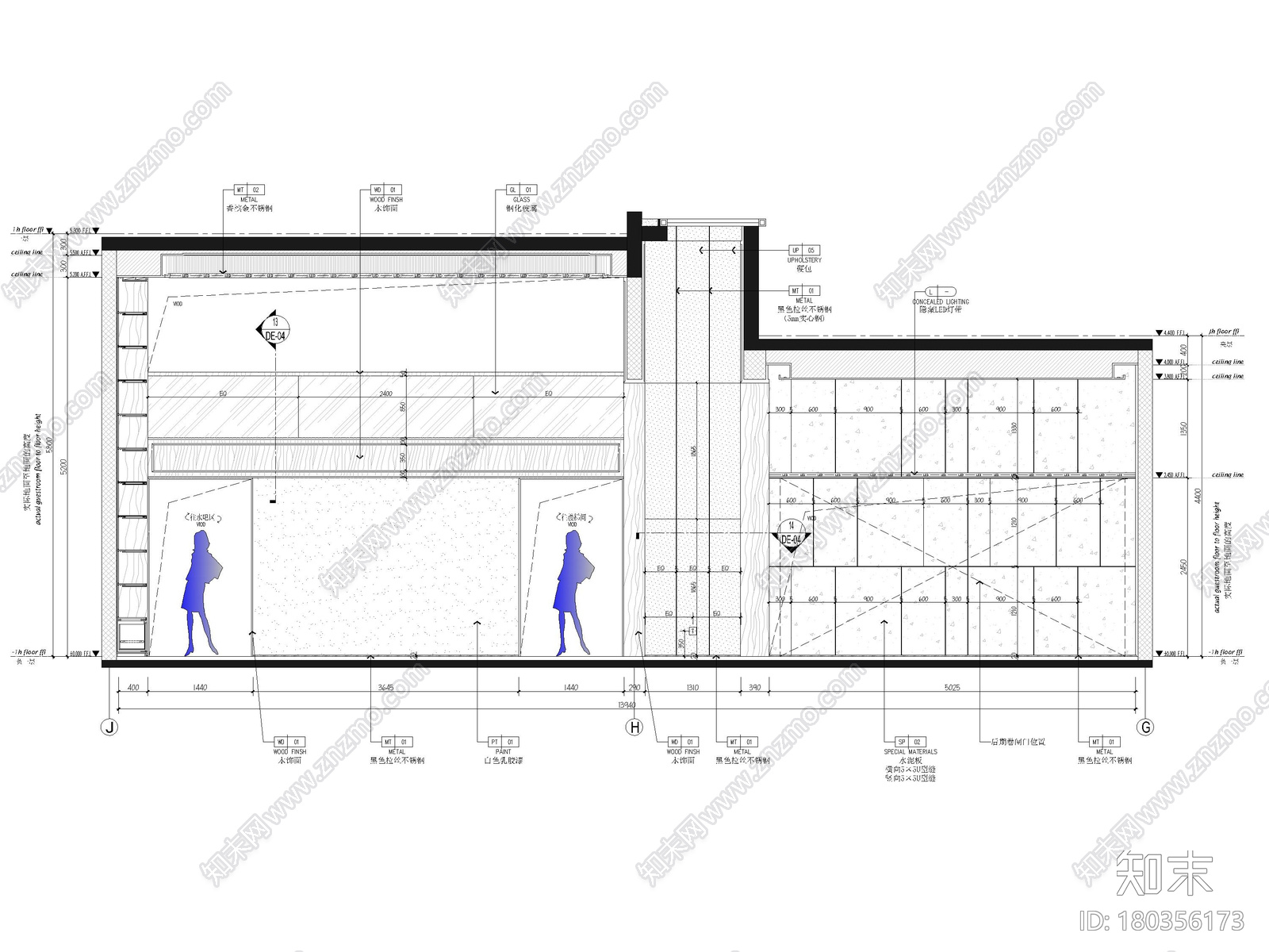 [福建]523㎡四层三居别墅样板房装修施工图cad施工图下载【ID:180356173】