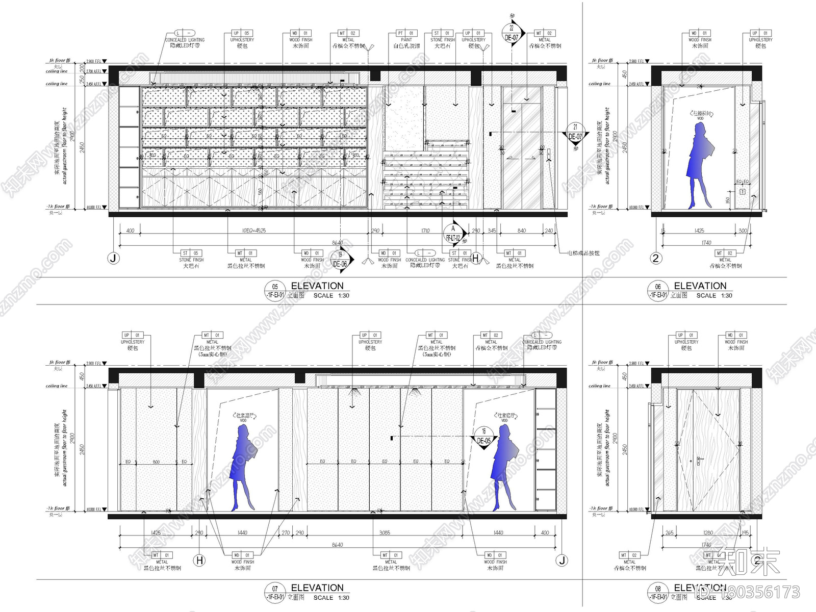 [福建]523㎡四层三居别墅样板房装修施工图cad施工图下载【ID:180356173】