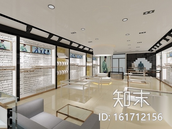 [重庆]高档现代时尚男装专卖店装修施工图（含效果）cad施工图下载【ID:161712156】