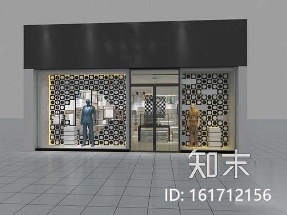 [重庆]高档现代时尚男装专卖店装修施工图（含效果）cad施工图下载【ID:161712156】