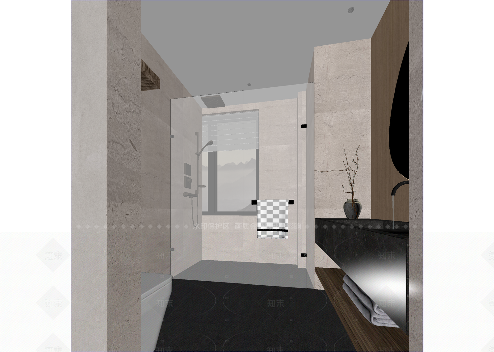 日式卫生间3D模型下载【ID:1215923003】
