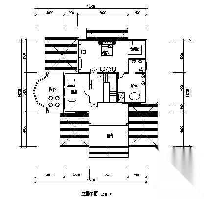 某三层A型别墅建筑方案图cad施工图下载【ID:151392112】