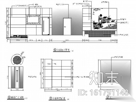洗浴中心改造工程室内装修图（含实景）cad施工图下载【ID:161791148】