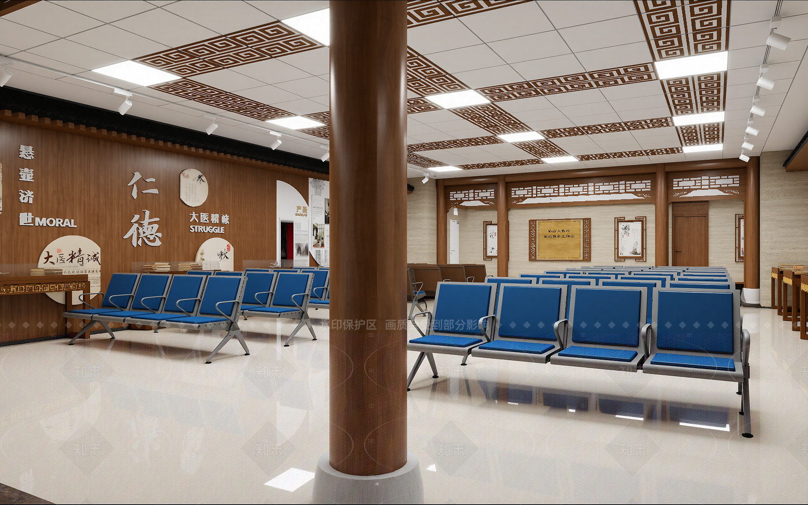 新中式医院大厅3D模型下载【ID:1214604613】