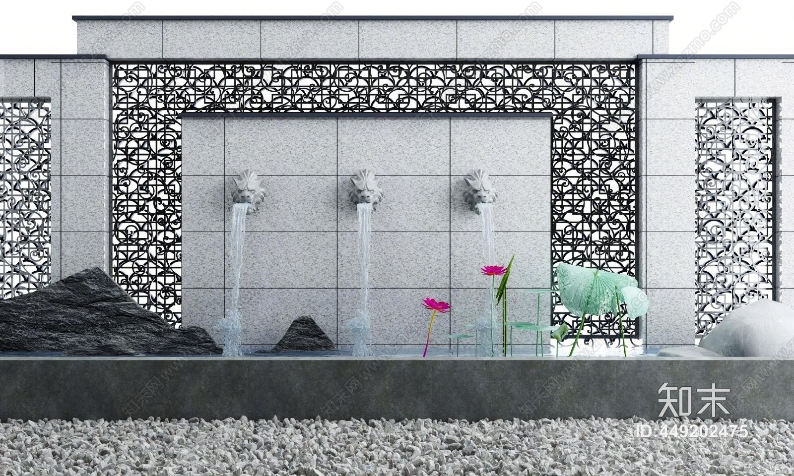 新中式庭院3D模型下载【ID:449202475】