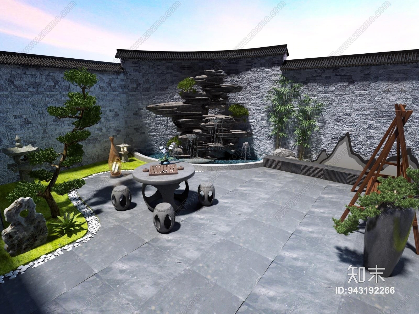 中式空中花园3D模型下载【ID:943192266】