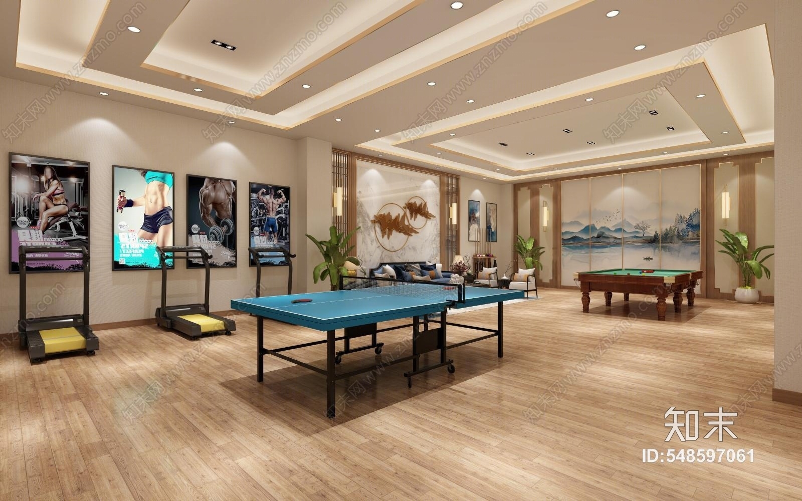 新中式活动中心3D模型下载【ID:548597061】