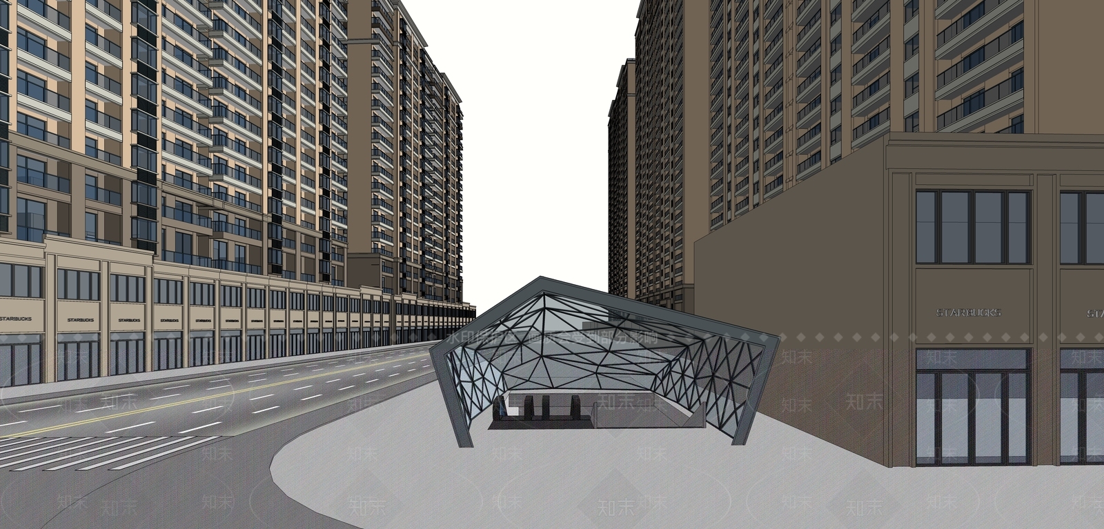 地下通道雨棚SU模型下载【ID:333345691】